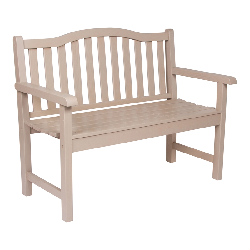 Pemberly Row Traditional Cedar Wood Patio Porch Garden Bench in Gray