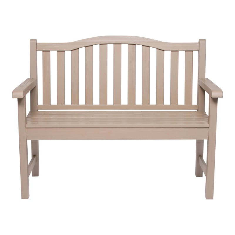 Pemberly Row Traditional Cedar Wood Patio Porch Garden Bench in Gray