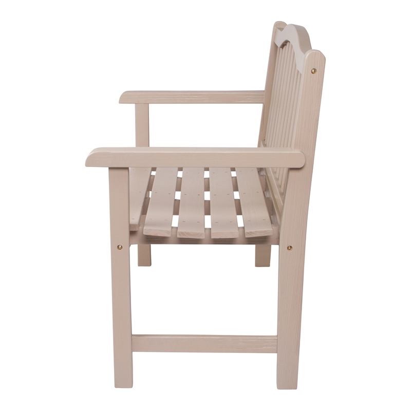 Pemberly Row Traditional Cedar Wood Patio Porch Garden Bench in Gray