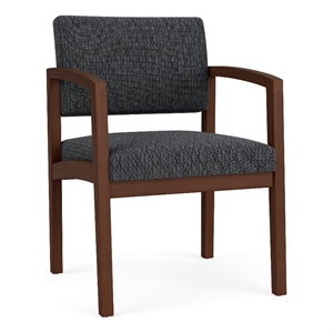 Pemberly Row Reception Waiting Wood Guest Chair / Walnut Wood / Dark Gray