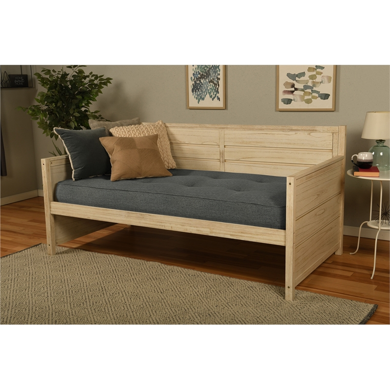Pemberly Row Twin-size Tufted Fabric Daybed Mattress in Linen Charcoal Gray