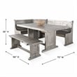 Pemberly Row Modern Alpine Gray Wood Breakfast Nook Dining Set