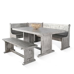 Pemberly Row Modern Alpine Gray Wood Breakfast Nook Dining Set