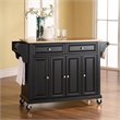 Pemberly Row Natural Wood Top Kitchen Cart in Black / Natural