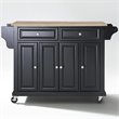 Pemberly Row Natural Wood Top Kitchen Cart in Black / Natural
