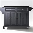 Pemberly Row Traditional Solid Granite / Wood Kitchen Cart in Black