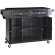 Pemberly Row Traditional Solid Granite / Wood Kitchen Cart in Black