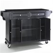 Pemberly Row Traditional Solid Granite / Wood Kitchen Cart in Black