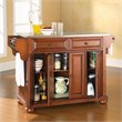 Pemberly Row Contemporary Wood Kitchen Island in Cherry / Silver