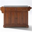 Pemberly Row Contemporary Wood Kitchen Island in Cherry / Silver