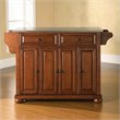 Pemberly Row Contemporary Wood Kitchen Island in Cherry / Silver