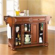 Pemberly Row Contemporary Wood Kitchen Island in Cherry / Gray