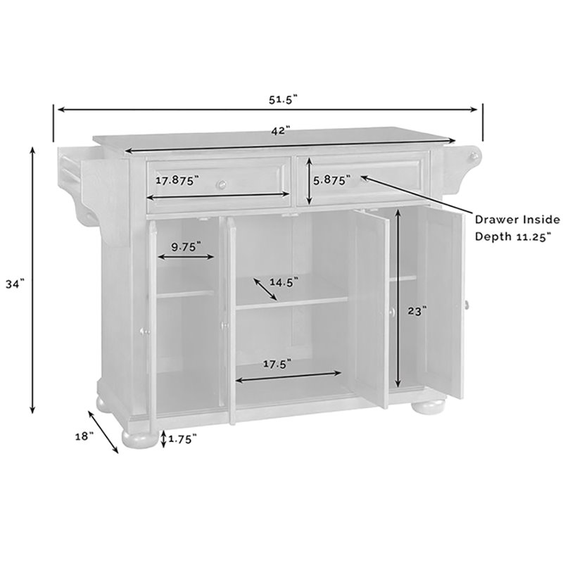 Pemberly Row Contemporary Wood Kitchen Island in Cherry / Gray