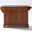 Pemberly Row Contemporary Wood Kitchen Island in Cherry & Silver