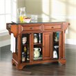 Pemberly Row Contemporary Wood Kitchen Island in Cherry & Black