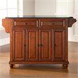 Pemberly Row Contemporary Wood Kitchen Island in Cherry / Black