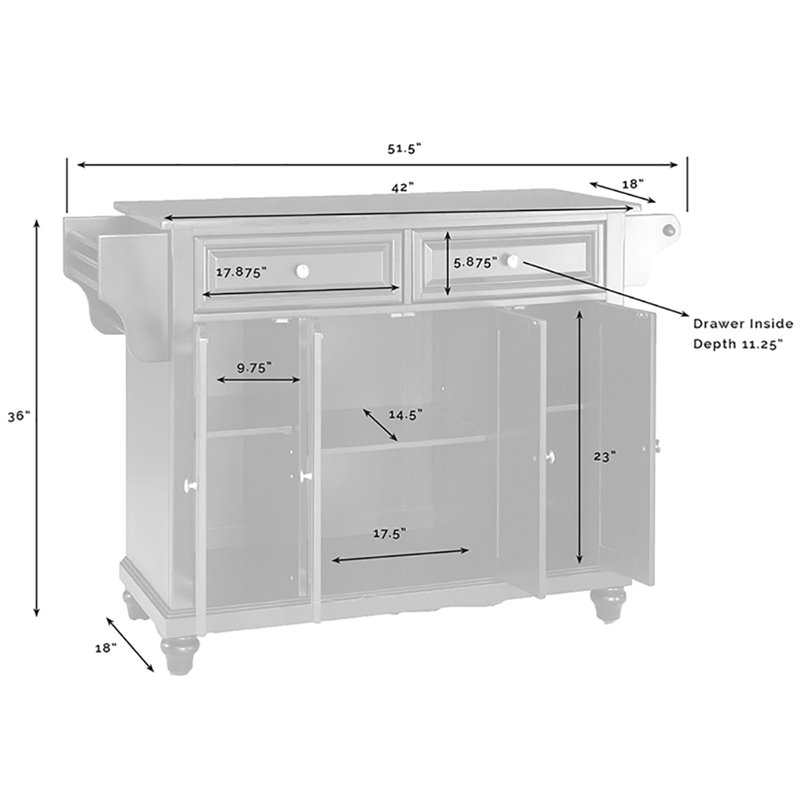Pemberly Row Contemporary Wood Kitchen Island in Cherry / Black