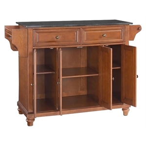 Pemberly Row Contemporary Wood Kitchen Island in Cherry / Black