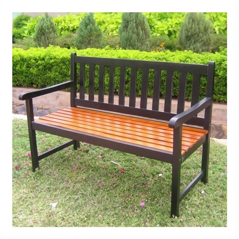 Pemberly Row Contemporary 48-inch Acacia Wood Garden Bench in Black