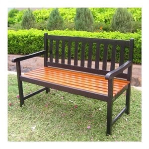 Pemberly Row Contemporary 48-inch Acacia Wood Garden Bench in Black