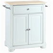Pemberly Row Natural Wood Top Portable Kitchen Island in White