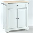 Pemberly Row Natural Wood Top Portable Kitchen Island in White