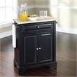 Pemberly Row Natural Wood Top Portable Kitchen Island in Black
