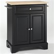 Pemberly Row Natural Wood Top Portable Kitchen Island in Black