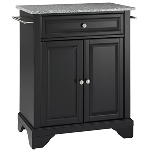 Pemberly Row Modern Wood Portable Kitchen Island in Black / Gray