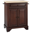 Pemberly Row Natural Wood Top Portable Kitchen Island in Mahogany