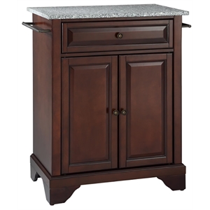 Pemberly Row Wood Portable Kitchen Island in Mahogany / Gray
