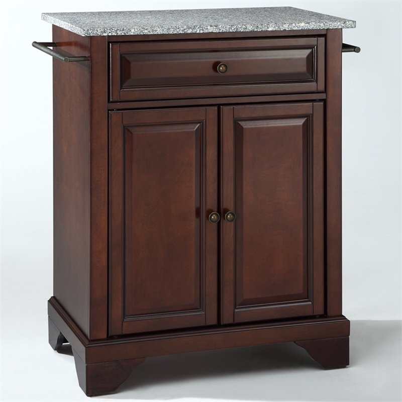 Pemberly Row Wood Portable Kitchen Island in Mahogany / Gray