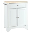 Pemberly Row Natural Wood Top Portable Kitchen Island in White