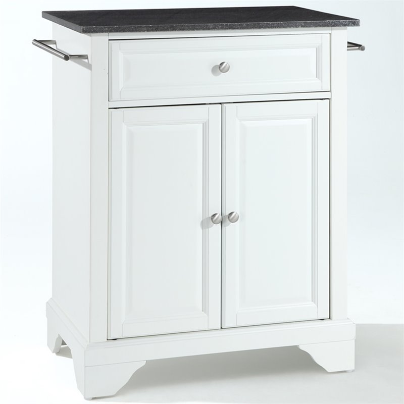 Pemberly Row Modern Wood Portable Kitchen Island in White / Black
