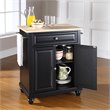 Pemberly Row Natural Wood Top Portable Kitchen Island in Black