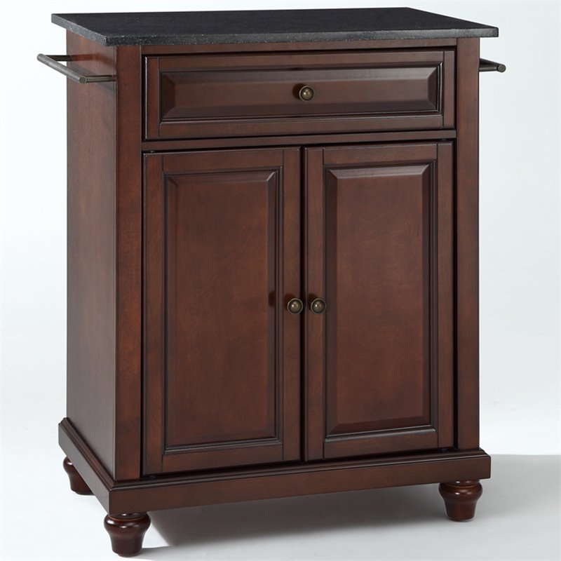 Pemberly Row Modern Wood Portable Kitchen Island in Mahogany
