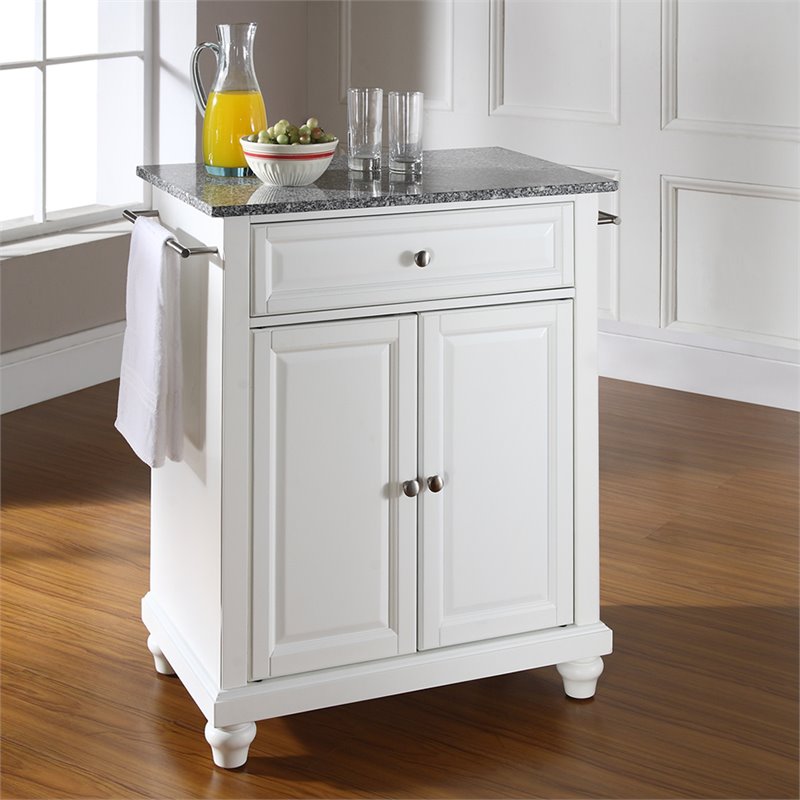 Pemberly Row Contemporary Wood Portable Kitchen Island in White