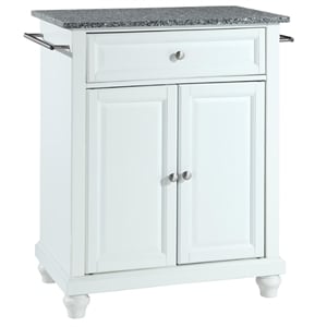 Pemberly Row Contemporary Wood Portable Kitchen Island in White