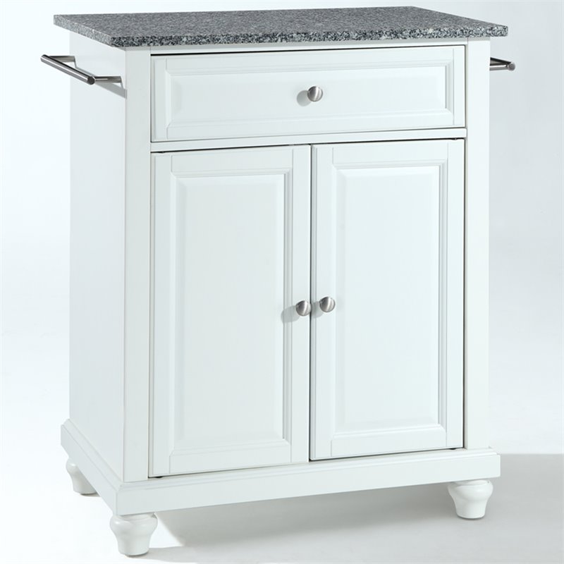Pemberly Row Contemporary Wood Portable Kitchen Island in White