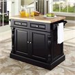 Pemberly Row Modern Wood Butcher Block Top Kitchen Island in Black