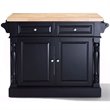 Pemberly Row Modern Wood Butcher Block Top Kitchen Island in Black