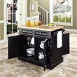 Pemberly Row Modern Wood Butcher Block Top Kitchen Island in Black