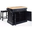 Pemberly Row Wood Kitchen Island with Saddle Stools in Black