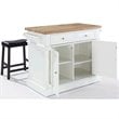 Pemberly Row Wood Kitchen Island with Saddle Stools in White