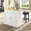 Pemberly Row Wood Kitchen Island with Square Stools in White
