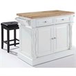 Pemberly Row Wood Kitchen Island with Square Stools in White
