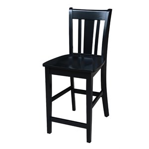 Pemberly Row Contemporary 24&quot Solid Wood Stool in Black Finsih