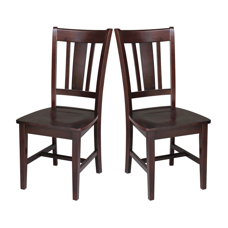 Pemberly Row Modern Wood Splat Dining Chair in Rich Mocha Set of 2