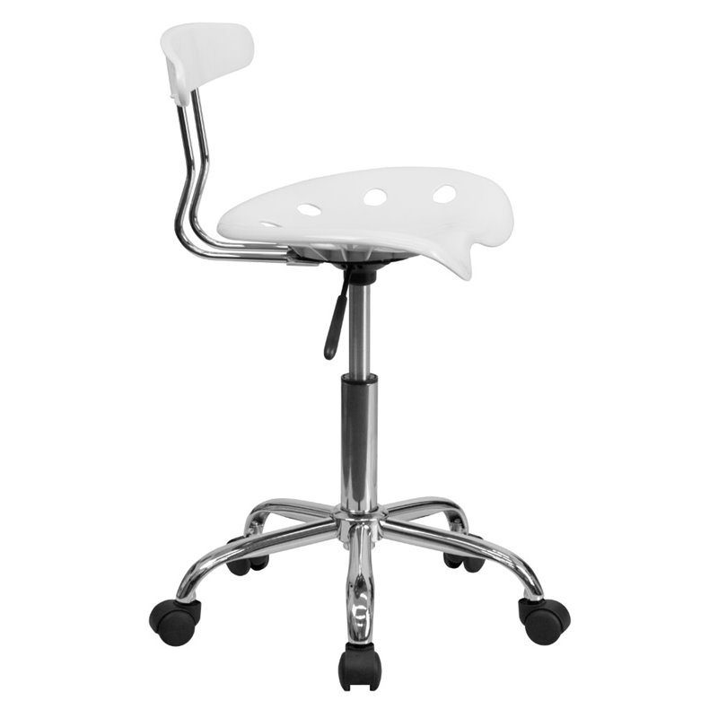 Pemberly Row Vibrant Computer Office Swivel Chair Seat in White and Chrome