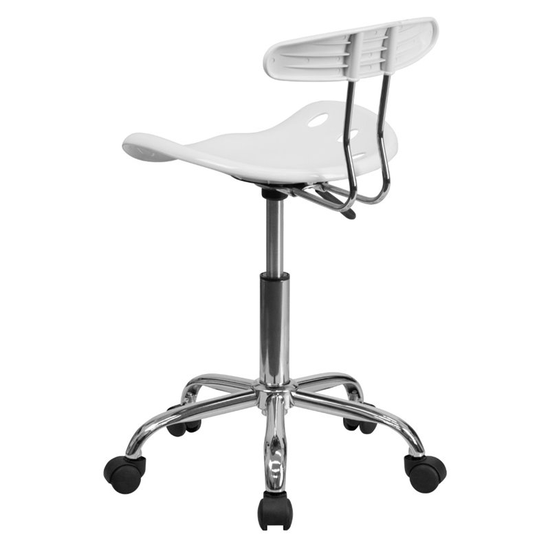 Pemberly Row Vibrant Computer Office Swivel Chair Seat in White and Chrome